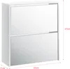A white shoe cabinet with two mirrored doors, shown with dimensions indicated. Anteprima dell’immagine prodotto