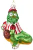 A glass Christmas ornament of a cartoon alligator wearing a baseball cap and uniform, holding a baseball. Náhled obrázku produktu