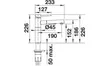 A technical drawing with dimensions of a kitchen faucet. Produktbild-Vorschau