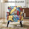 Fauteuil Salon Vintage Coloré, Oreilles Pieds Bois Fauteuil Voir les images du produit 2