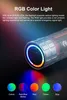 Close-up of a flashlight with RGB lighting effects and color swatches. Produktbild-Vorschau