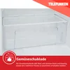 A close-up view inside a refrigerator, showing a transparent vegetable drawer. Produktbild-Vorschau