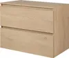 A light oak colored bathroom cabinet with two drawers, shown from a three-quarter angle against a white background. Náhled obrázku produktu