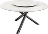 A round dining table with a marble-effect ceramic top and a black metal base. Produktbild-Vorschau