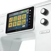 Close-up of a modern white sewing machine's digital interface and control knobs. Produktbild-Vorschau