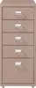 A front view of a light brown, five-drawer filing cabinet with silver handles, set against a white background. Voir les images du produit