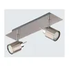 A close-up studio shot of a modern, brushed metal LED ceiling light fixture with two adjustable spotlights against a light gray background. Anteprima dell’immagine prodotto