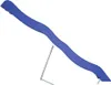 A blue wavy slide supported by a silver metal frame, isolated on a white background. Voir les images du produit