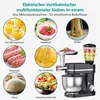 A collage of images showcasing the different functions of a kitchen mixer, with text labels in German. Produktbild-Vorschau