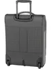 The back of a dark gray suitcase with a retractable handle and wheels. Náhled obrázku produktu