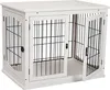 A white wooden dog crate with two doors, shown from the front with the doors open. Náhled obrázku produktu