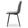 A side view of a gray upholstered dining chair with black metal legs against a white background. Podgląd zdjęcia produktu