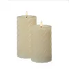 LED Stumpenkerze TWIST - Echtwachs - warmweiße 3D Flamme - H: 17,5cm - Batterie - Timer - creme Produktbild-Vorschau
