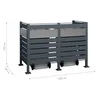 A product shot of a double trash bin enclosure with dimensions indicated. Náhled obrázku produktu