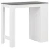A white bar table with a gray tabletop and a built-in shelf on the right side, shown against a white background. Náhled obrázku produktu