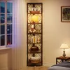 A corner shelf unit with various decorative items and toys. Podgląd zdjęcia produktu