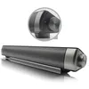 A soundbar speaker is shown from a slightly angled perspective, with a close-up inset of the control knob and indicator light. Produktbild-Vorschau