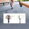 A person is holding a selfie stick while another person is running in the background. The bottom part of the image shows a diagram of the selfie stick's rotation capabilities. Náhled obrázku produktu