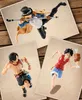 A collage of three action figures from the anime One Piece, displayed on what appear to be old photographs. Produktbild-Vorschau