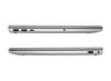 Two views of a silver laptop, showing its ports on the sides. Produktbild-Vorschau