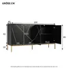 A diagram showing the dimensions of a black sideboard with gold accents. Produktbild-Vorschau