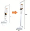 A comparison of a vacuum cleaner in its compact and extended states, with dimensions indicated. Produktbild-Vorschau