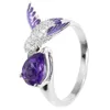 Offener Ring mit Vogel-Wassertropfen, künstlicher Amethyst, Produktbild-Vorschau 2