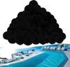 A pile of black filter balls is shown above a swimming pool. Náhľad obrázku produktu
