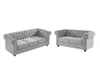 Couchgarnitur 3+2 - Samt - Hellgrau - CHESTERFIELD Produktbild-Vorschau 1