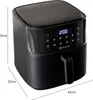A black Sommertal air fryer is shown from a three-quarter angle against a white background. Dimensions are indicated by lines and text. Produktbild-Vorschau