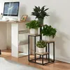 A plant stand with several potted plants next to a desk. Náhled obrázku produktu