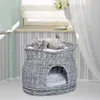 PawHut Rattan Weidenkorb für Katzen Katzenhütte mit 2 Produktbild-Vorschau 2