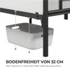 A diagram showing the under-bed clearance of a bed frame with a storage bin placed underneath. Produktbild-Vorschau