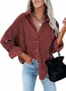 ASKSA Damen Bluse Reverskragen Langarm Cord Herbst Produktbild-Vorschau 1