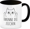 Katze mit Mittelfinger Kaffeebecher in schwarz mit Spruch Produktbild-Vorschau 1