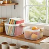Elegante Metall Drahtkörbe Weiss mit Holzgriff: 2er-Set Produktbild-Vorschau 3