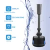 A submersible water pump with informational graphics on the left, set against a background of splashing water. Produktbild-Vorschau