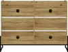 A front view of a wooden shoe cabinet with black handles and black metal legs. Anteprima dell’immagine prodotto