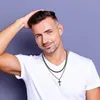Herren Kreuzkette Edelstahl Schwarz Silber Gold Layered Produktbild-Vorschau 5