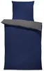 4 teilig Bettwäsche 155x220 cm blau anthrazit Uni Übergröße Produktbild-Vorschau 1