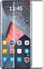 A smartphone screen protector is shown on a smartphone with a leaf wallpaper. Produktbild-Vorschau