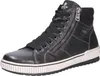 A black high-top sneaker with a zipper and laces. Voir les images du produit