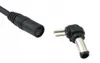 A black power adapter connector and a black and silver angled DC power plug are shown against a white background. Produktbild-Vorschau