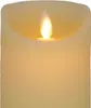 Close-up of a cream-colored LED candle with a warm white flame. Produktbild-Vorschau