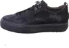 A side view of a black suede sneaker with a thick black sole. Produktbild-Vorschau