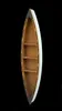 A wooden shelf shaped like a boat against a black background. Podgląd zdjęcia produktu