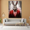 Hase im roten Anzug modern Pop Art Leinwandbild Wandbild Produktbild-Vorschau 3