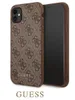A brown Guess branded iPhone case is shown next to an iPhone. Náhľad obrázku produktu