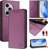 Collage of images showing a purple flip wallet phone case for a Honor 400. Produktbild-Vorschau