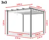 PRIMEYARD Pergola 3x3 m zadaszenie tarasu z szarym Podgląd zdjęcia produktu 2